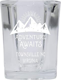 Townsville Nc Virginia Souvenir Laser Engraved 2 Ounce Square Base Liquor Shot Glass Adventure Awaits Design