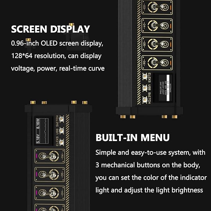 Hub USB de 8 puertos con pantalla IPS y control por voz miniatura 3