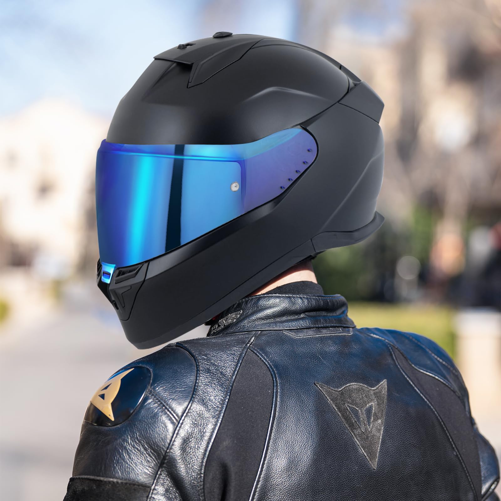 Helmvisier für Shark SKWAL i3/RIDILL 2/ D-SKWAL 3, Motorradhelm Visier,UV Schutz Helmvisier,Motorrad Windschutz Helm Objektiv Visier.Motorradhelm Visier Ersatz (Chrome Blue)