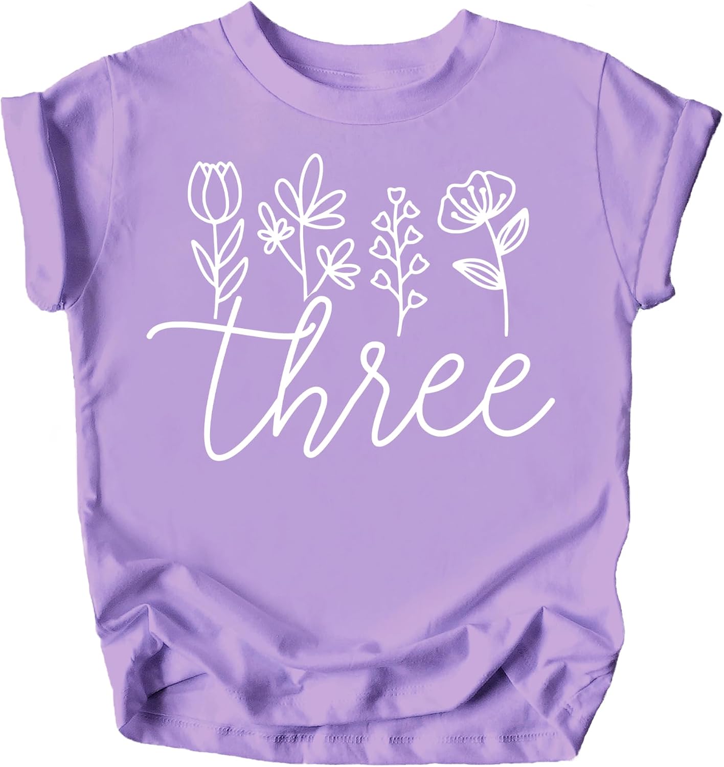 Three Floral 3rd Birthday Shirt for Toddler Girls Third Birthday Outfit