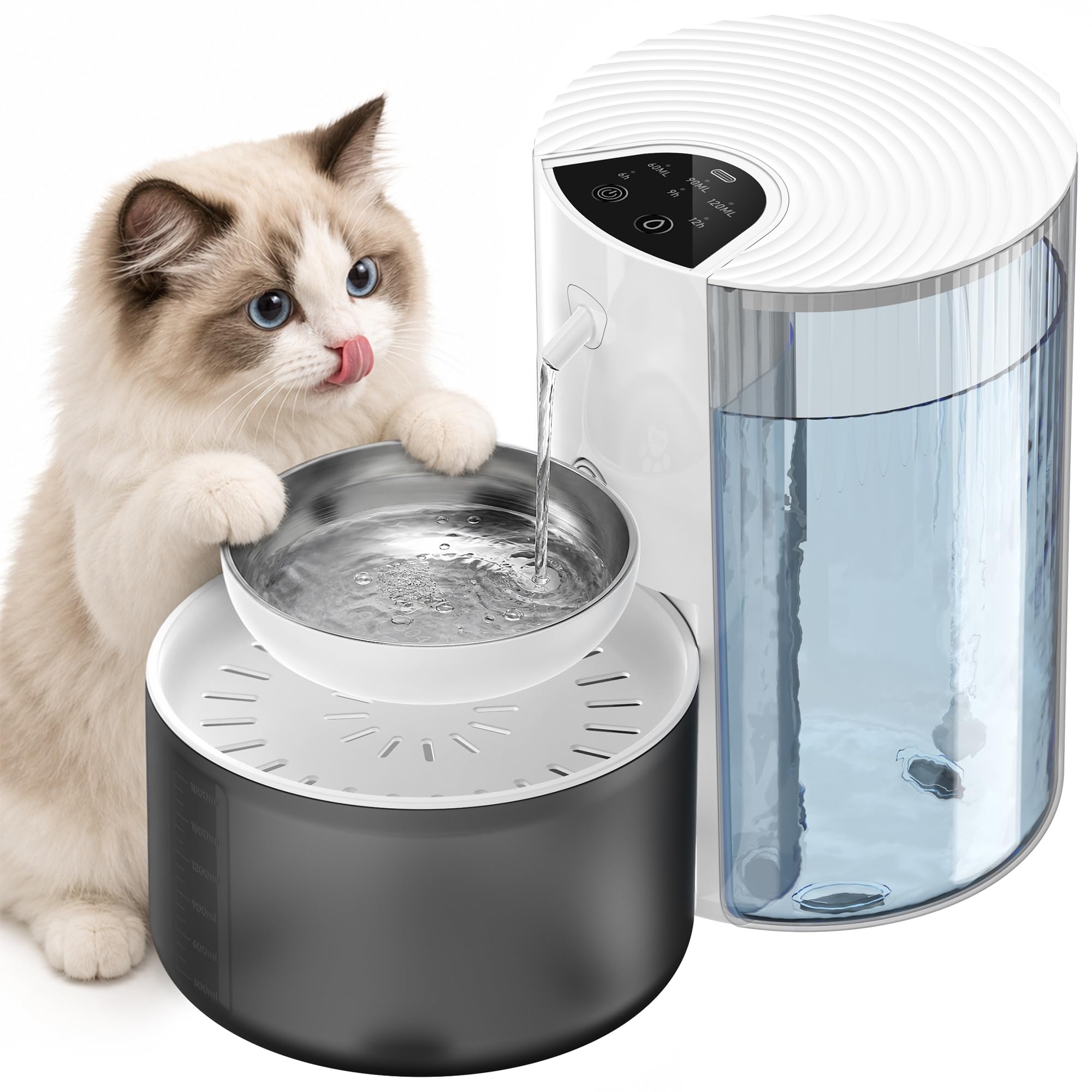 Fuente de agua inalámbrica para gatos ultra silenciosa ideal para salones y dormitorios