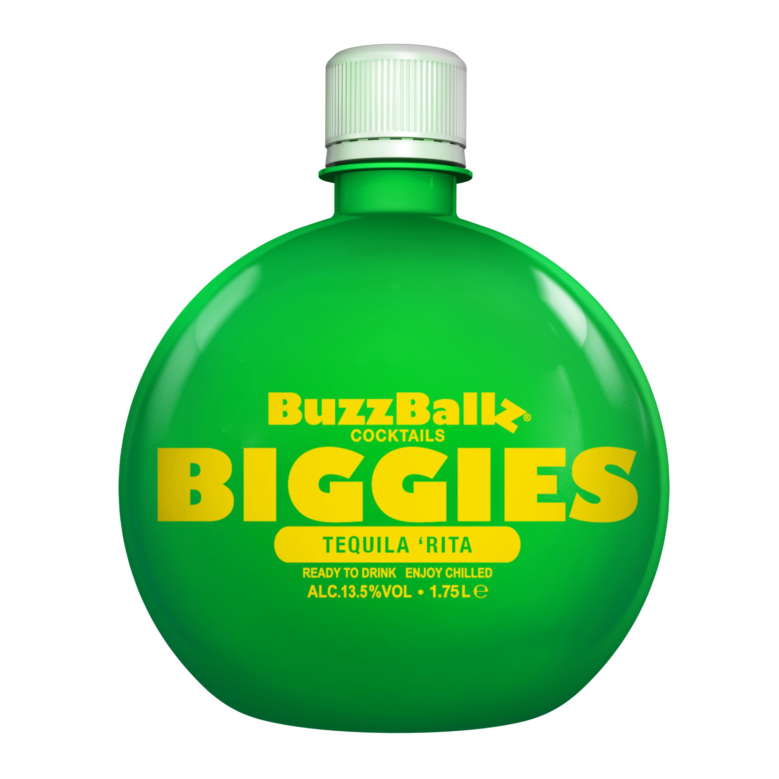 BuzzBallz BIGGIES Tequila Rita, Ready to Drink Margarita, 13.5% ABV, 1.75L, Pre Mixed Cocktail Made from Vodka, Lime & Agave, Tart, Sweet, Zesty, and Vibrant Notes, with Natural Flavours