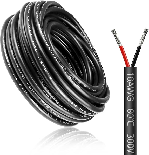 LightingWill Câble électrique 10m 16AWG Cuivre étamé