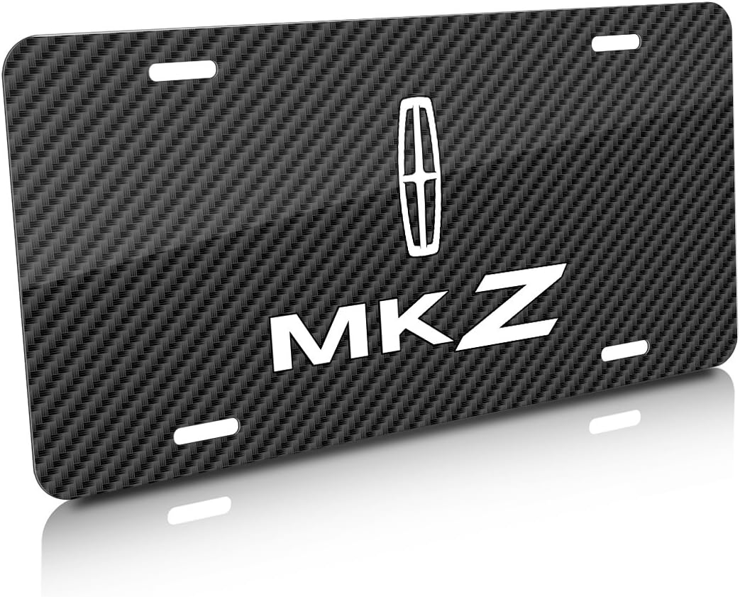 iPick Image for Lincoln MKZ Black Carbon Fiber Look Graphic Special Aluminum Metal License Plate - Official Licensed