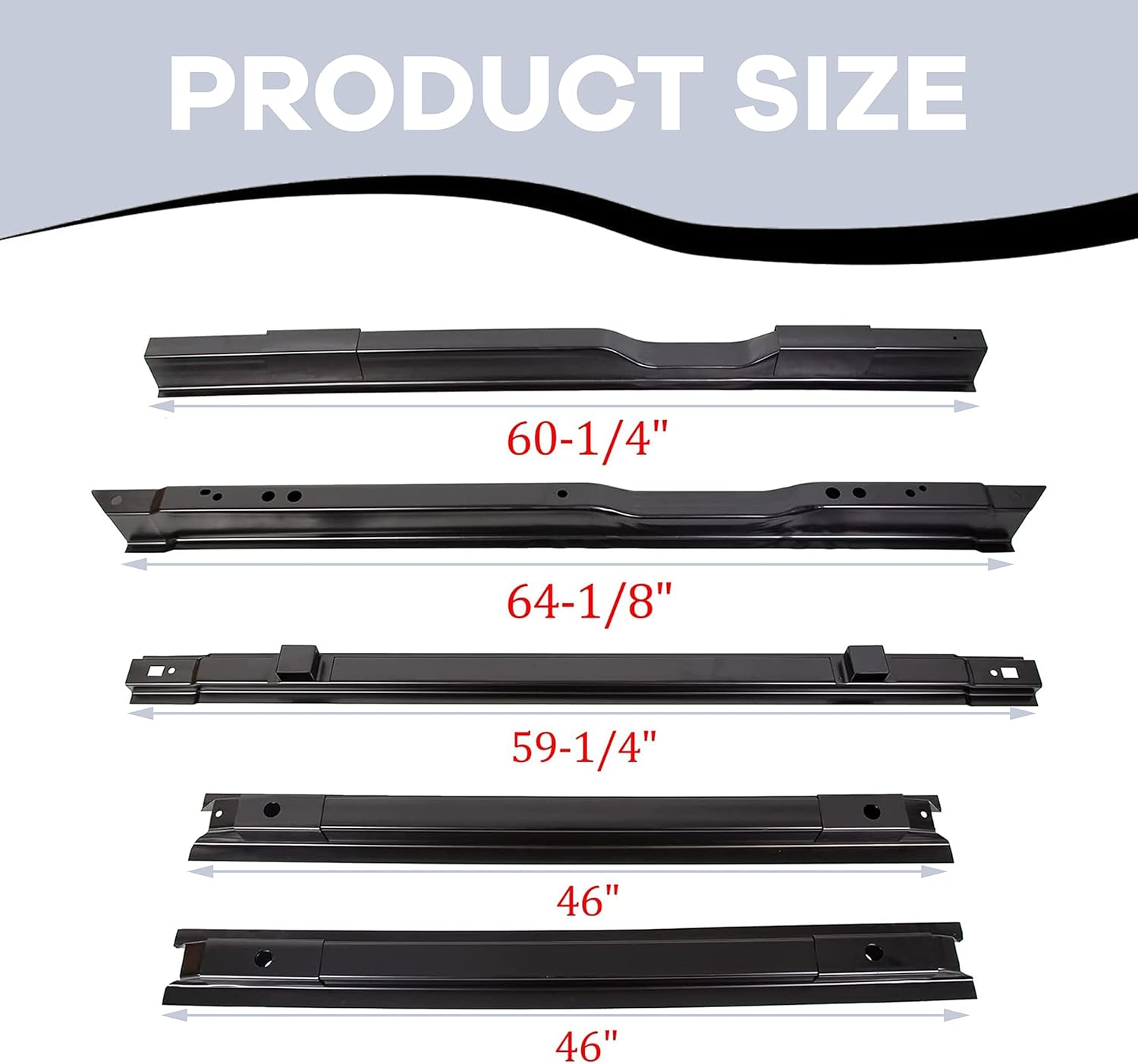 ECOTRIC Long Truck Bed Crossmember Compatible with 1999-2018 F250 F350 F450 8 FT Bed Floor Crossmember Support Kit Steel Replace for BC3Z9911215A YC3Z9911215BA
