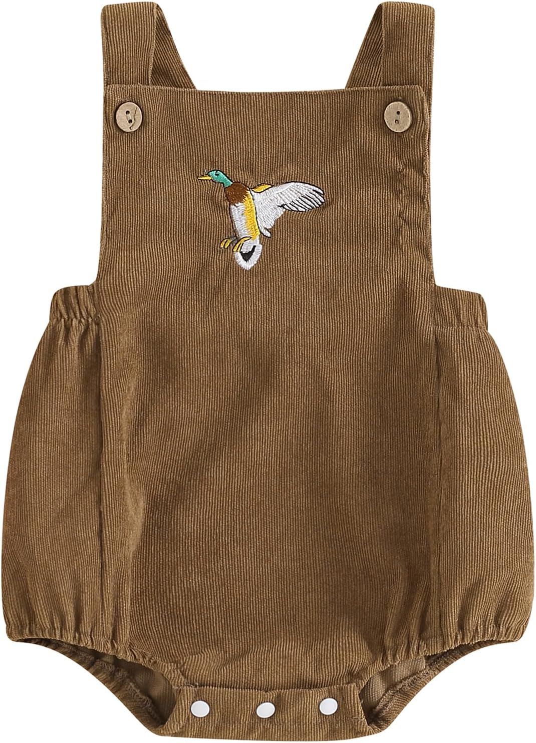 PudcocoInfant Baby Boys Girls Overalls Sleeveless Mallard Duck Embroidery Corduroy Rompers Newborn Summer Outfit