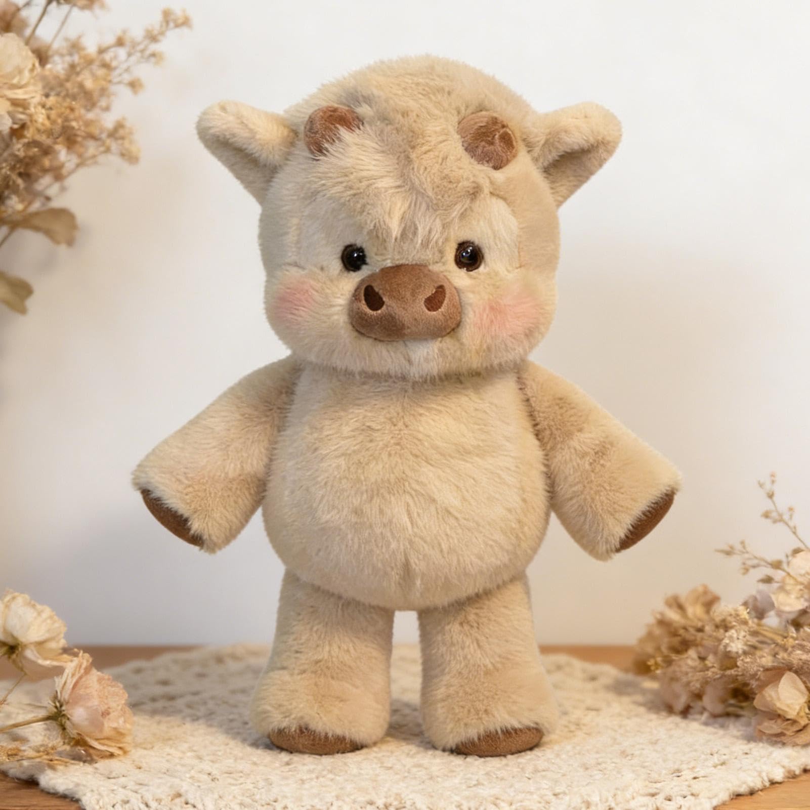 Running Cow Plush | 45 cm, Highland, przytulanka, interaktywne ruchome nogi, na biurko, fidget sensoryczna, zabawka sensoryczna dla dzieci i dorosłych, do biura, sypialni, domu
