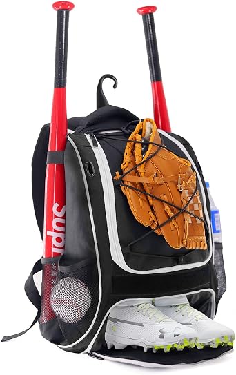 WOLT Youth Baseball Bag: Bat Backpack for Baseball, T Ball & Softball Gear & Gear, Bat and Glove Holder, Large Main Compartment for Helmet and Accessories, Separate