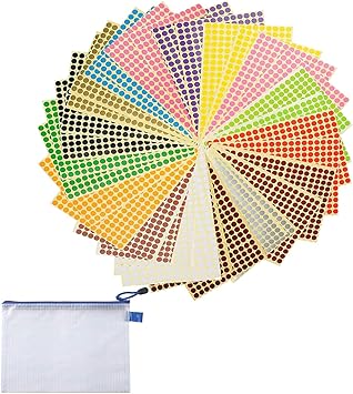 Amazon カラーラベル かわいい丸シール 丸シール ステッカー 片入り 8mm 16色 32シート ファイル袋付き 剥がせるシール 丸 シールアート タックシール ラベルシール丸型 ご褒美シール 事務用品 オフィス用 16カラー まとめ買い 16色 32シート カラーラベル