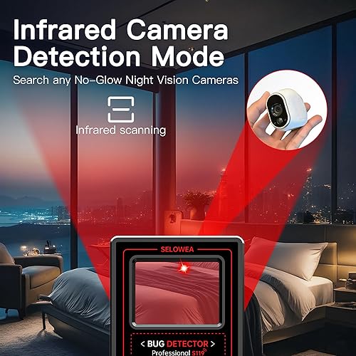 Miniatura 6 de SELOWEA Detectores de cámara oculta, anti espía, rastreador GPS para automóvil, buscador de señal RF portátil, barrendero de insectos, detector de