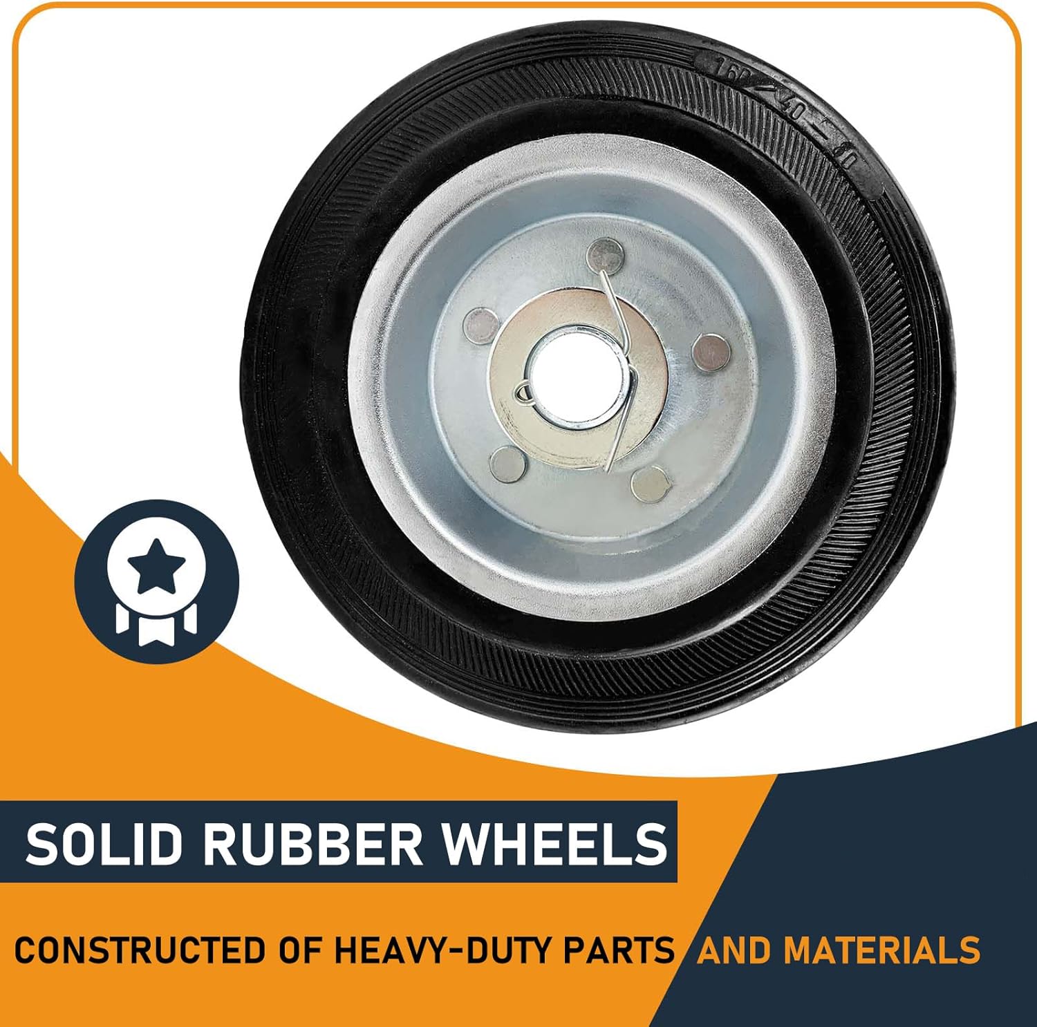 6-Inch Heavy Duty Sliding Gate Casters - Solid Rubber Wheels for Chain Link Fence Rolling, Metal Tube & Driveway Gates