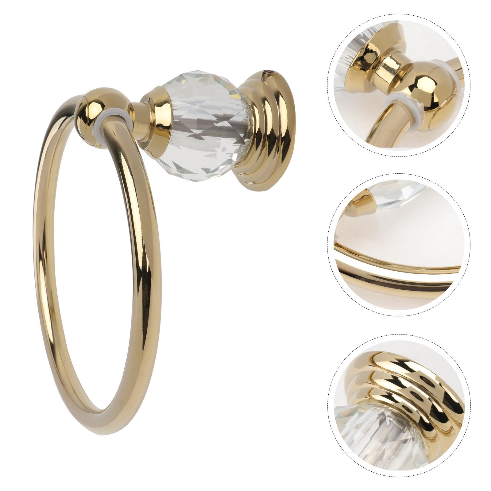 Portasciugamani da Parete Anello Rotondo in Acciaio Inox Dorato, Gancio Portasciugamani Salvaspazio per Bagno e Cucina, Accessorio Bagno Retrò Compatto