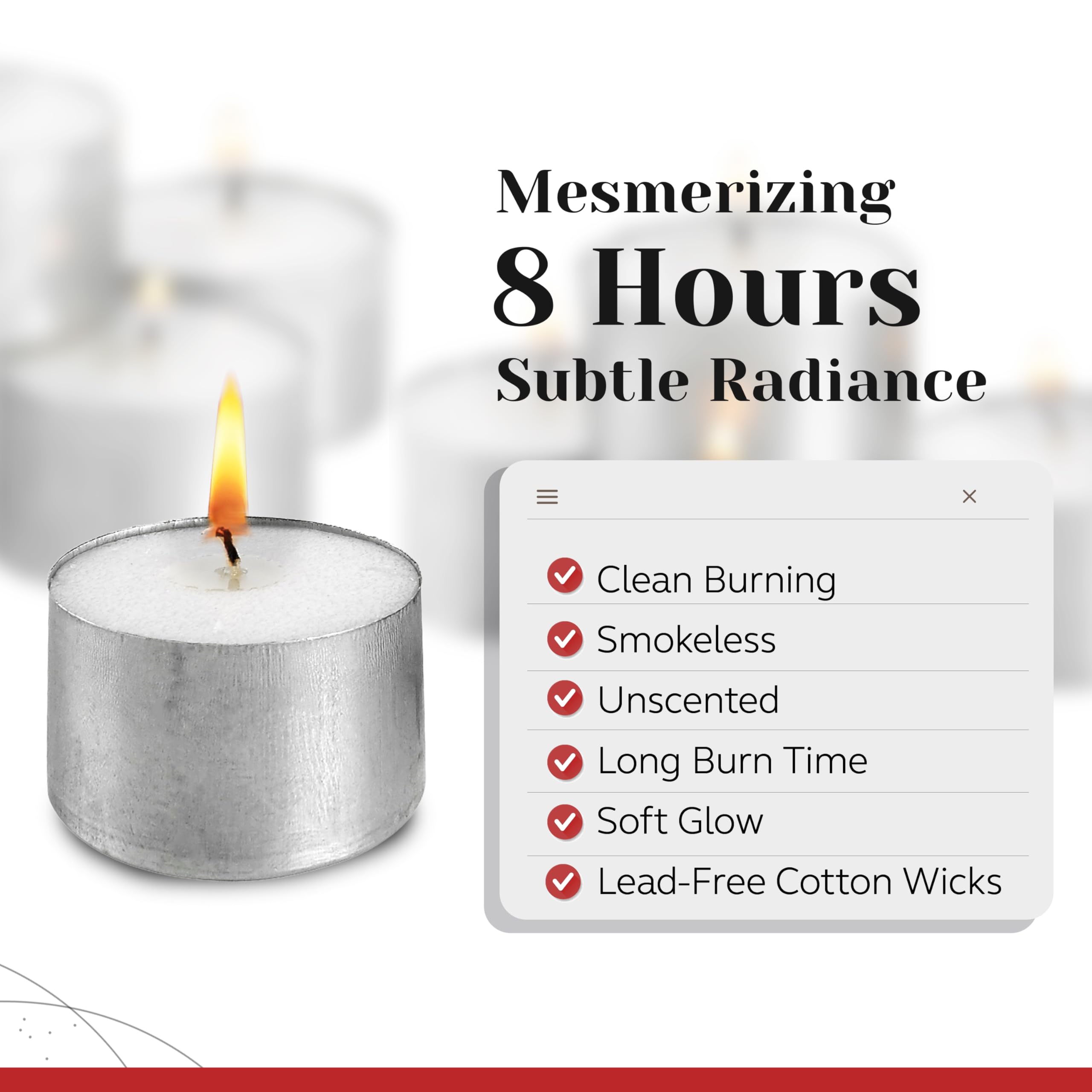PARNOO Świece tealight w metalowych kubkach, czyste przez 8 godzin, długie, palące się białe, bezzapachowe, 250 świec wotywnych na romantyczną kolację, ślub, spa i hotele od PARNOO