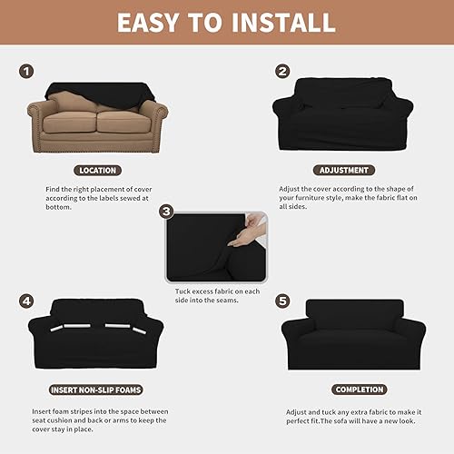 Miniatura 5 de Easy-Going - Funda de sofá 100% impermeable extragrande, funda de sofá biplaza con impermeabilidad doble, funda de sofá jacquard elástica, protector