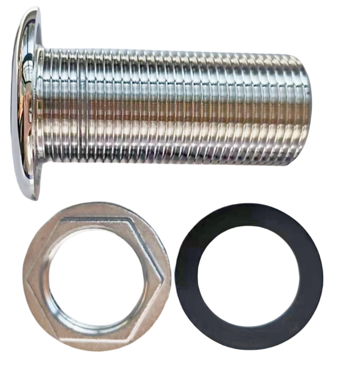 Marine Grade 316 Stainless Steel Full Threaded Through Hull Pipe Fittings with Nuts and washers for Boats, Yachts (1IN)