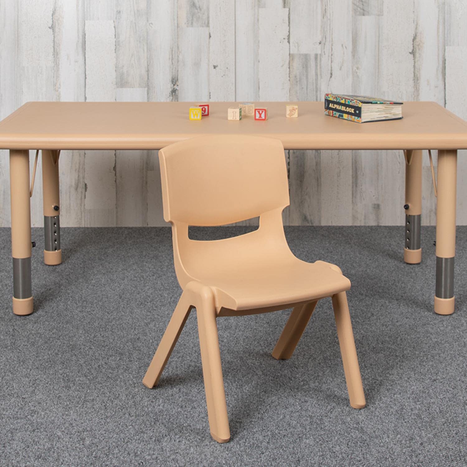 Flash Furniture Natural Plastic Stackable School Chair with 10.5" Seat Height