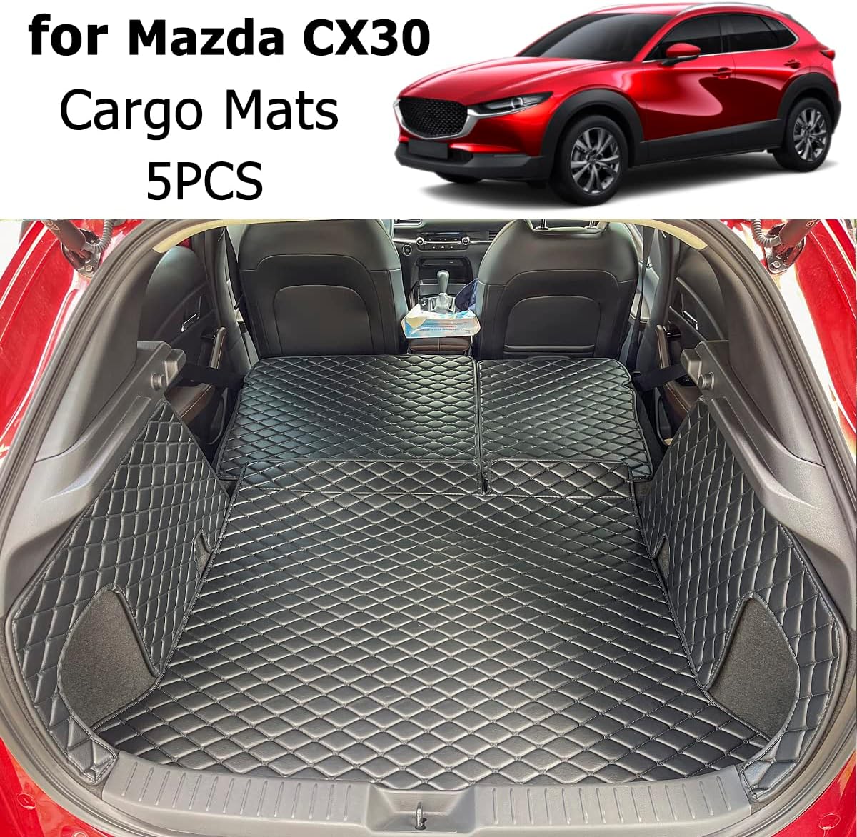 for 2020-2026 Mazda CX30 CX-30 Trunk Mat and Rear Backrest Mat Cargo Liners All Weather Anti-Slip - Image 3