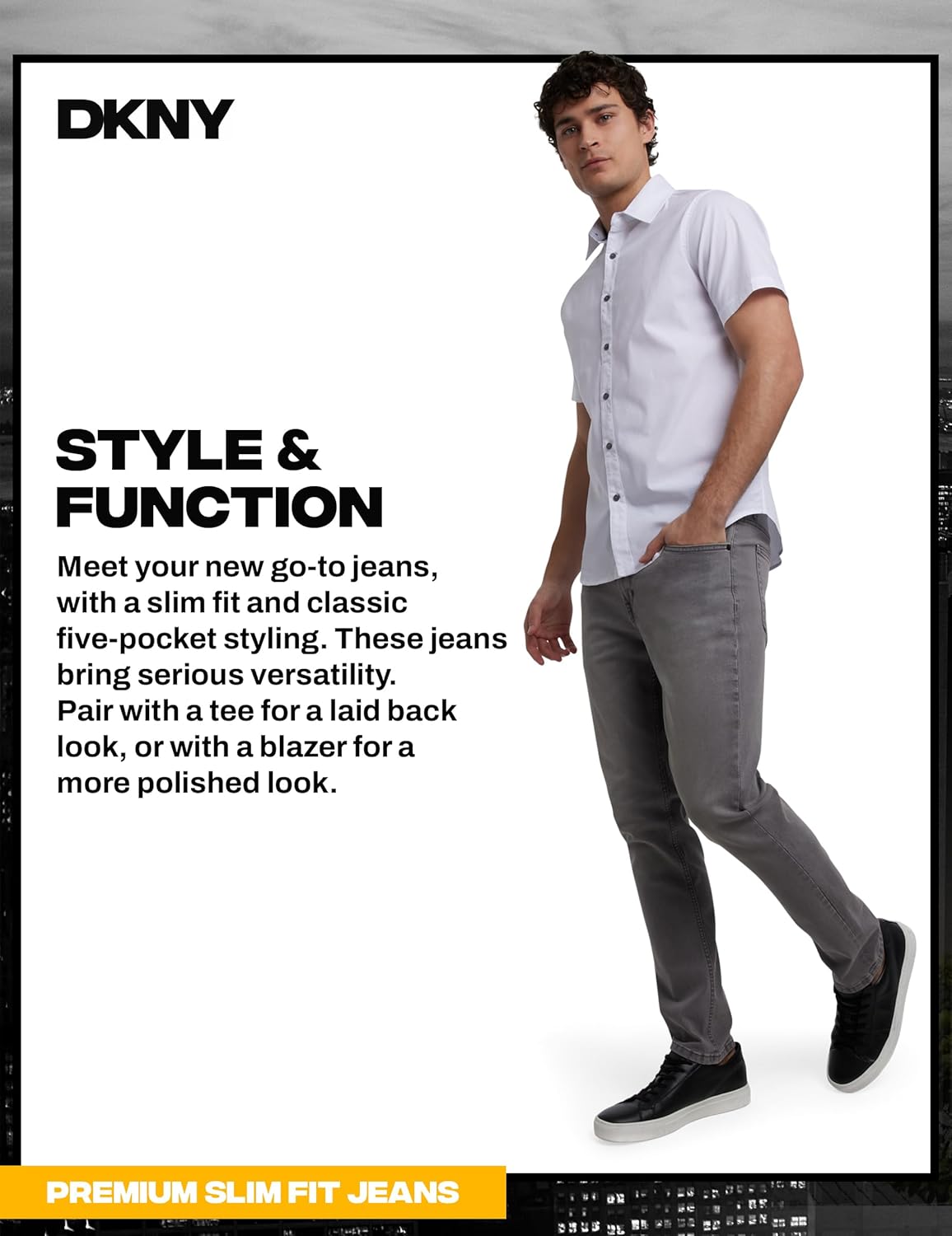 DKNY Jeans for Men - Premium Soft Slim Fit Mens Stretch Jeans