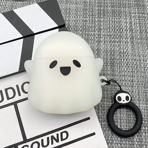 Miniatura 7 de Funda compatible con AirPods, [brilla en la oscuridad] Bonita funda fantasma para Airpods 2 y 1, funda divertida de silicona suave para Apple