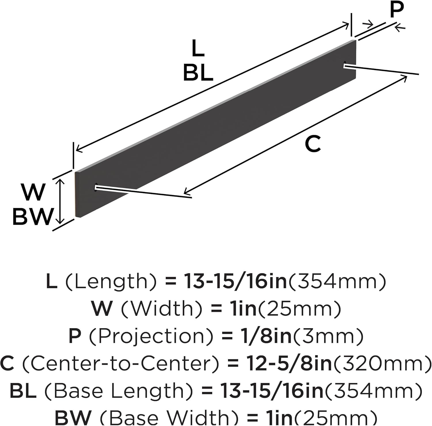 Amerock Ladera 12-5/8 inch (320mm) Center-to-Center Rectangle Oil-Rubbed Bronze Cabinet Pull Backplate, BP37768ORB