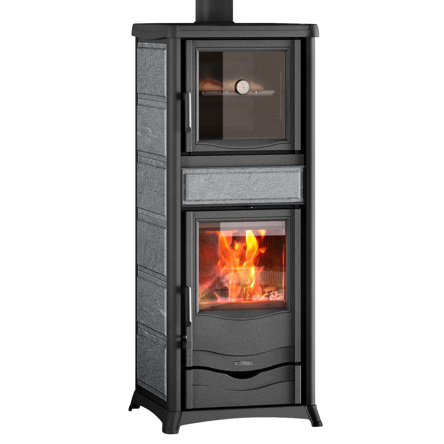 La Nordica Rossella Plus Forno 165 - Stufa a legna da 9,4 kW, con vano forno, diametro 130 mm, attacco per tubo di fumo, attacco esterno dell'aria