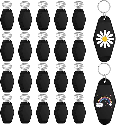 Thyle 100 llaveros de motel en blanco a granel, etiqueta de llave de hotel, vintage, sublimación, transferencia de calor, llavero para bricolaje y