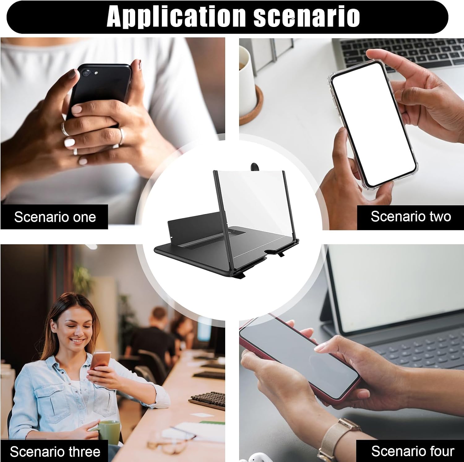 Phone 3D Magnifier - HD Desktop Projector for Cell Phones, Portable Enlarged Screen and Movies, Foldable Lightweight Design Home Travel Entertainment Accessory,