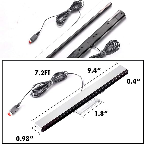 Wii ve WiiU Oyun Konsolu için 2 Adet Yedek Hareket Sensörü Çubuğu, Kablolu Kızılötesi IR Ray Sensörleri (2'li Paket)