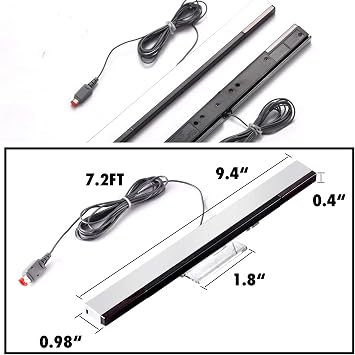 Wii ve WiiU Oyun Konsolu için 2 Adet Yedek Hareket Sensörü Çubuğu, Kablolu Kızılötesi IR Ray Sensörleri (2'li Paket)