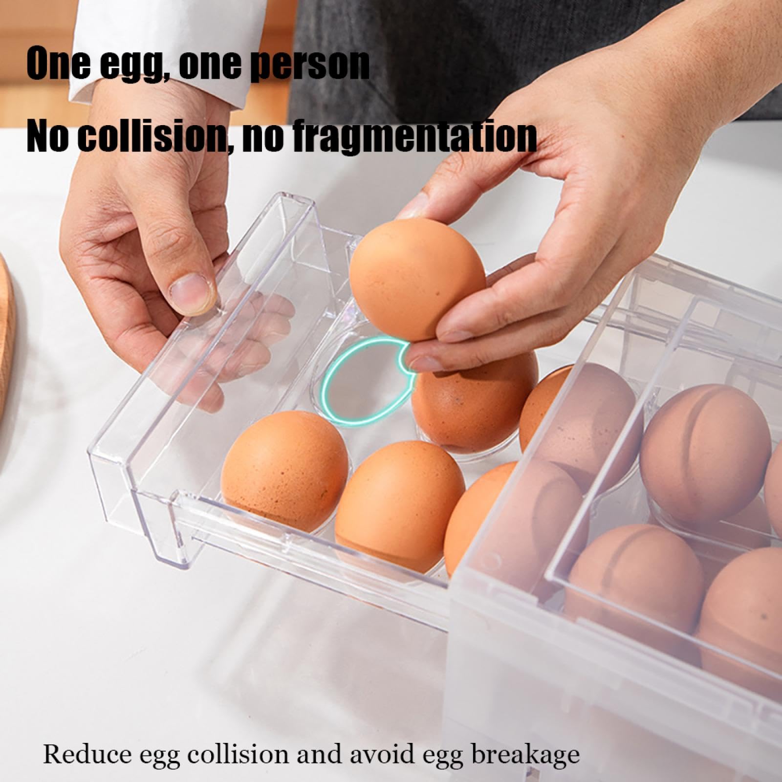 Caja de Almacenamiento de Huevos de Doble Capa,Soporte para Huevos para refrigerador,Almacenamiento de Huevos para encimera,Organizador de Huevos,Dispensador de Huevos para refrigerador