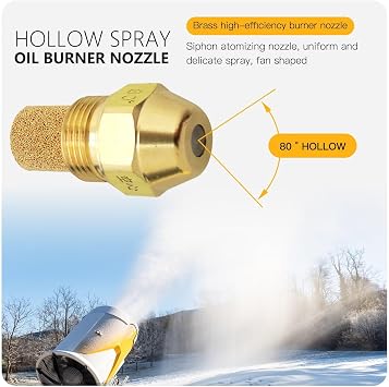 Upgraded 75-80A Oil Burner Nozzle, .75 degree 80 gph A Hollow, Oil Nozzle, for oil boilers and oil furnaces, fine filter A HOLLOW Spray