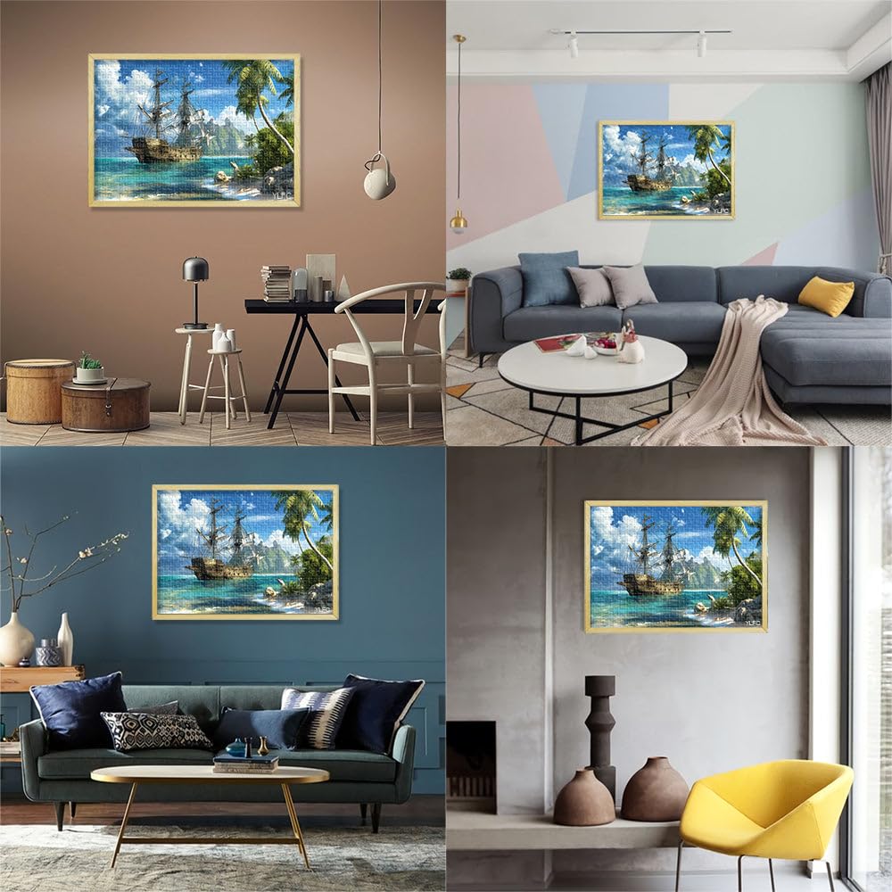 Schweres Puzzle für Erwachsene, 2000 Teile Piratenschiff in der Karibik Aus Karton ab 14 Jahren Lernspiel Verbesserung der Liebe zwischen Paaren。Größe：70x100cm/27.5x39.3Zoll