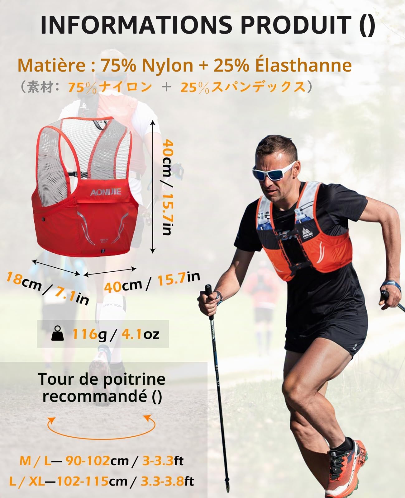 TRIWONDER Gilet Trail Ultra Léger 2,5L Veste Running Sac Hydratation pour Homme Femme Marathon Randonnée