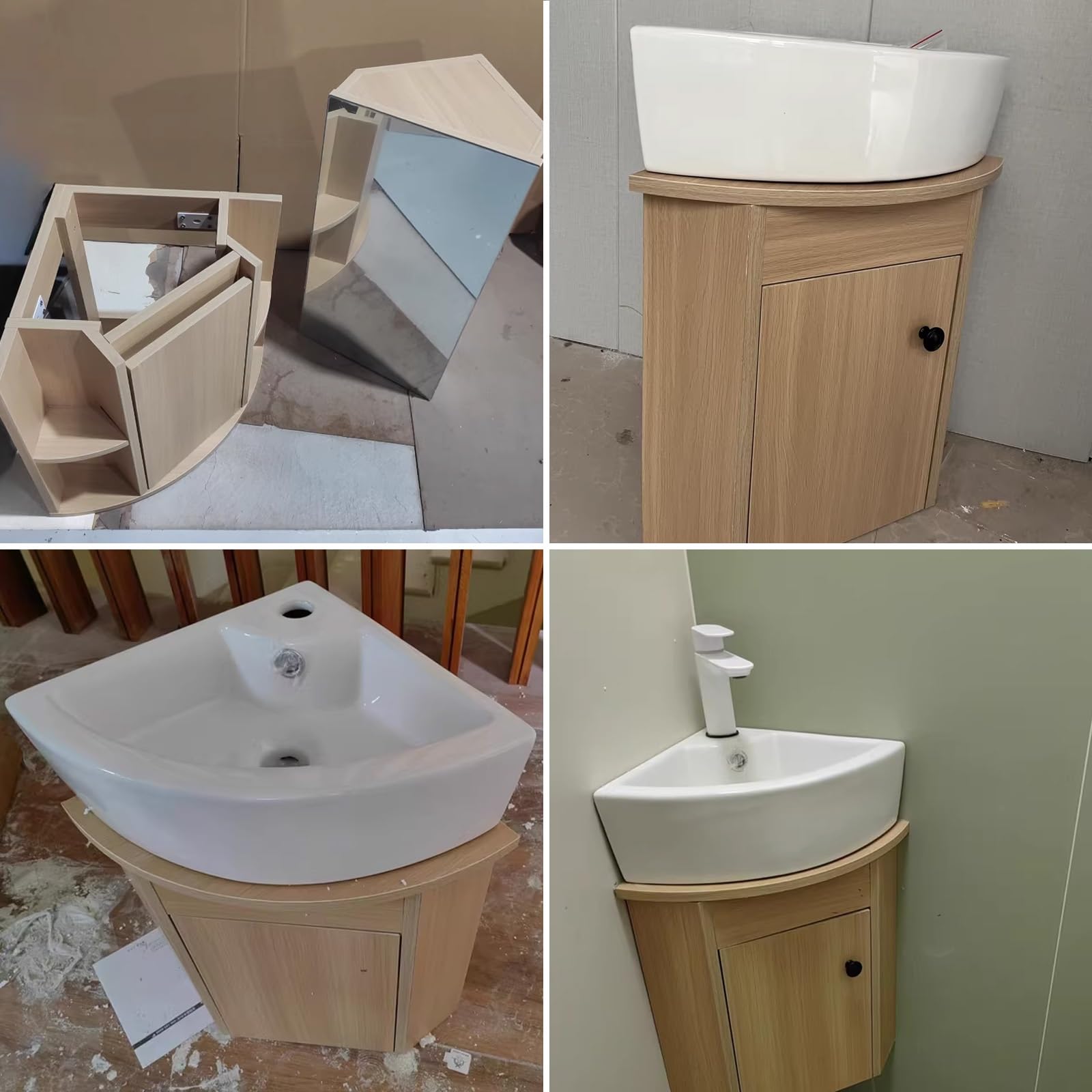 Mueble Baño Suspendido con Lavabo, Gran Espacio de Almacenamiento Bisagra de Acero Inoxidable Espejo Bañado en Plata, Armario Baño Espejo, para Baño(38CM)