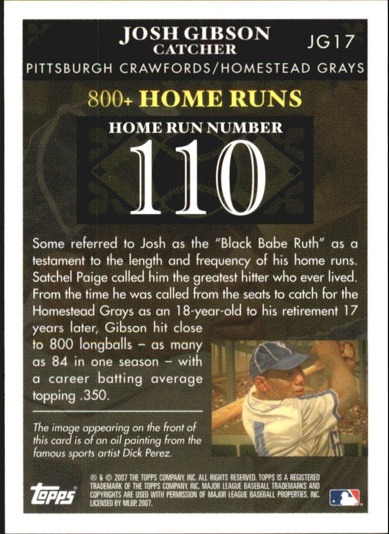 2007 Topps Gibson Home Run History Baseball Card #JG110 Josh Gibson