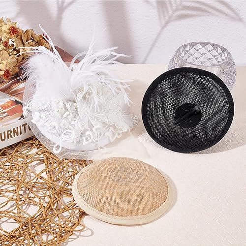 Miniatura 5 de FINGERINSPIRE Base redonda de 6 colores para sombrero, 4.4 pulgadas de diámetro, círculo Sinamay, base de sombrero de nailon, base redonda de tocado