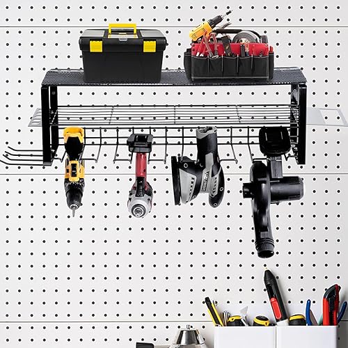 Miniatura 8 de VEVOR Organizador de herramientas eléctricas, 7 ranuras, 3 capas, soporte de pared para taladro inalámbrico, estación de carga de batería,