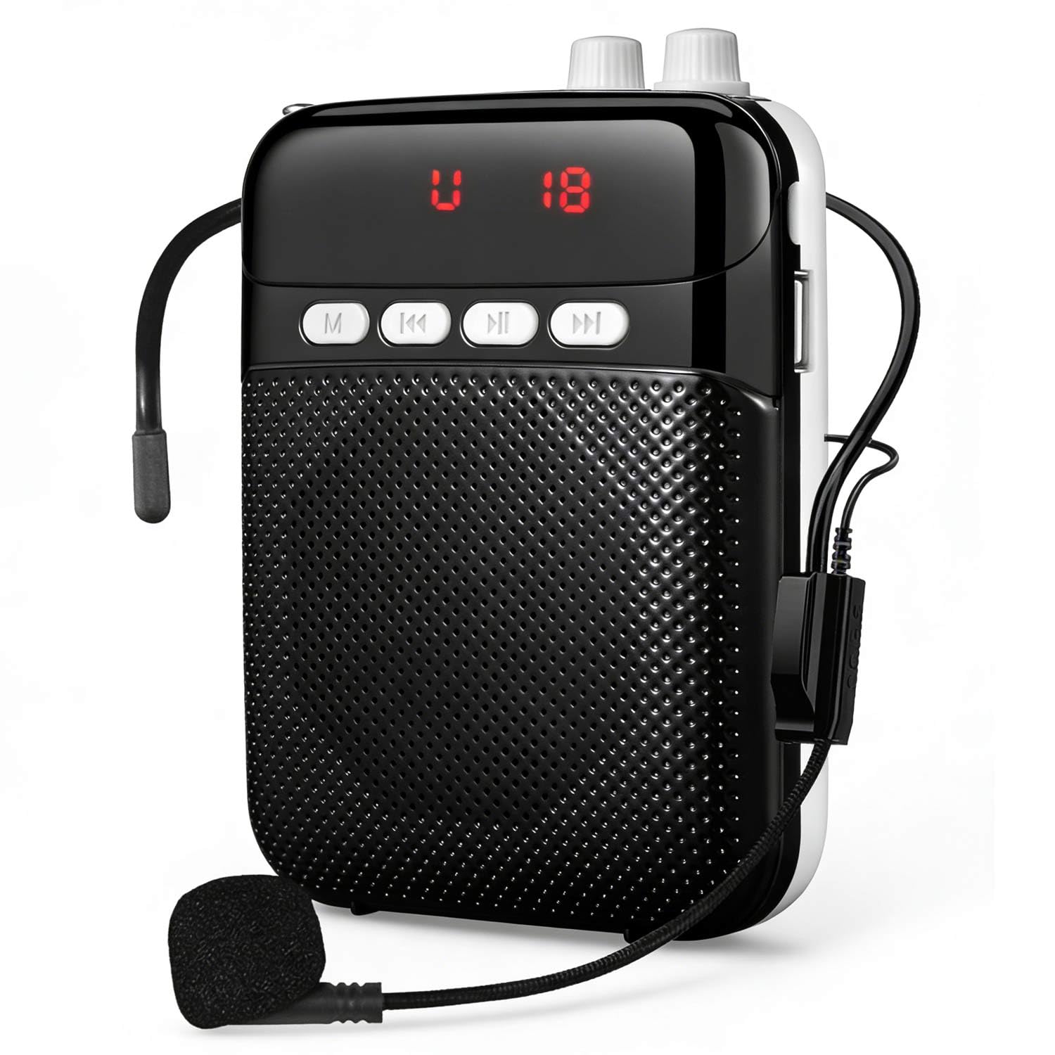 Amplificatore Vocale Portatile per Insegnanti con Bluetooth,2400mAh Ricaricabile Amplificatore Microfono Portatile Microfono Auricolare Microfono con Cassa per Guida Turistica,Riunione,Yoga (Nero)