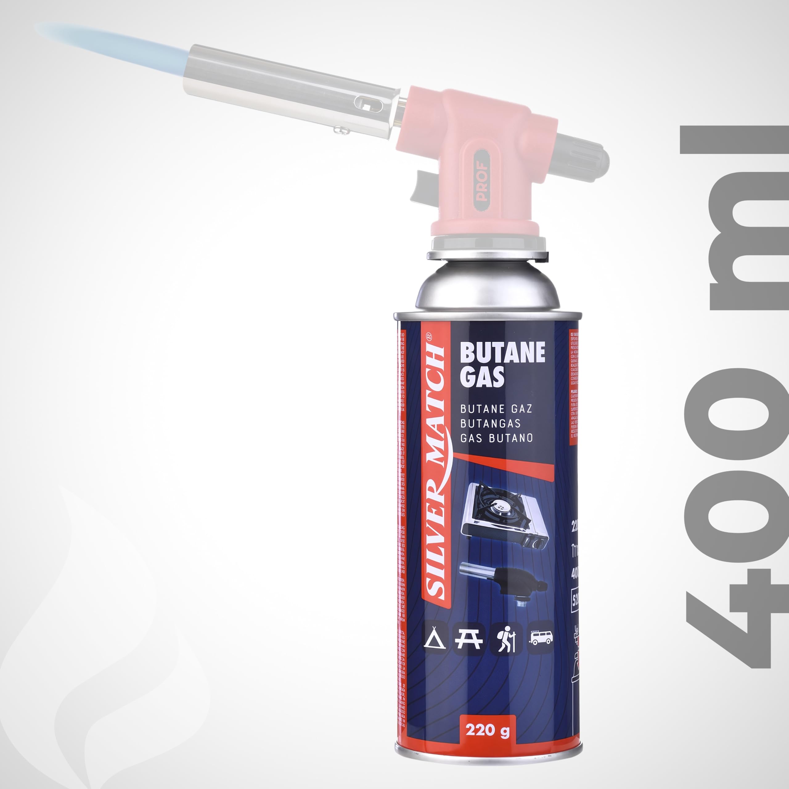 Cartouche Gaz Butane Silvermatch 220g - Compatible CP250 - Normes EN417 EN521 - Pour Réchaud Camping