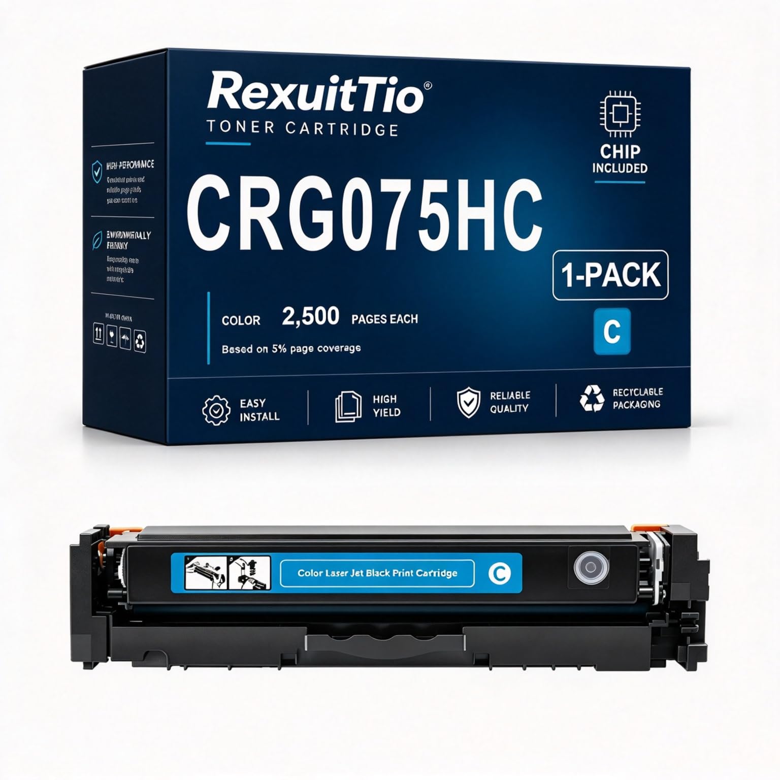 Remplacement de la Cartouche de Toner Compatible CRG075 à Haut rendement pour CRG075HK/C/M/Y avec la dernière Puce, Convient à l'imprimante Laser Canon Color imageCLASS LBP646Cdw LB647Cdw MF662CdW