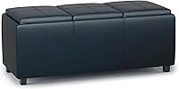 Vista 1 de SIMPLIHOME Avalon Storage Ottoman - 42 inch Wide Upholstered Vegan Leather Rectangular Flip-Top Ottoman in Distressed Dark Blue, Contemporary Coffee