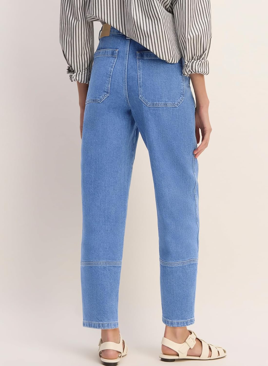 EVALESS Jeans for Women Wide Leg High Waisted Boyfriend Straight Leg Stretchy Cropped Denim Pants - Image 3