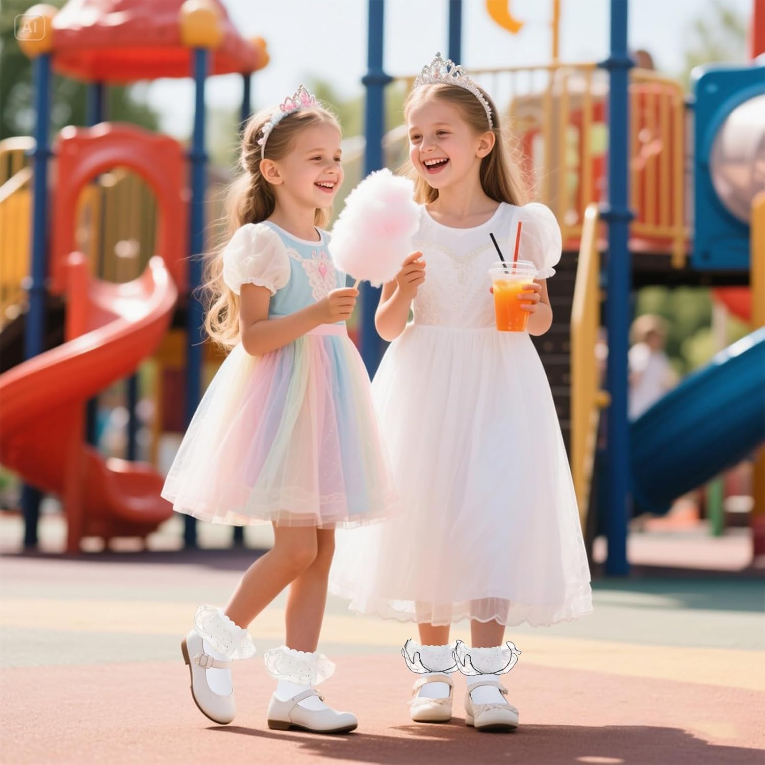 2 Pairs Girls Lace Ruffle Socks White Double Lace Frilly Socks for Girls Toddler Frilly Dress - Image 3