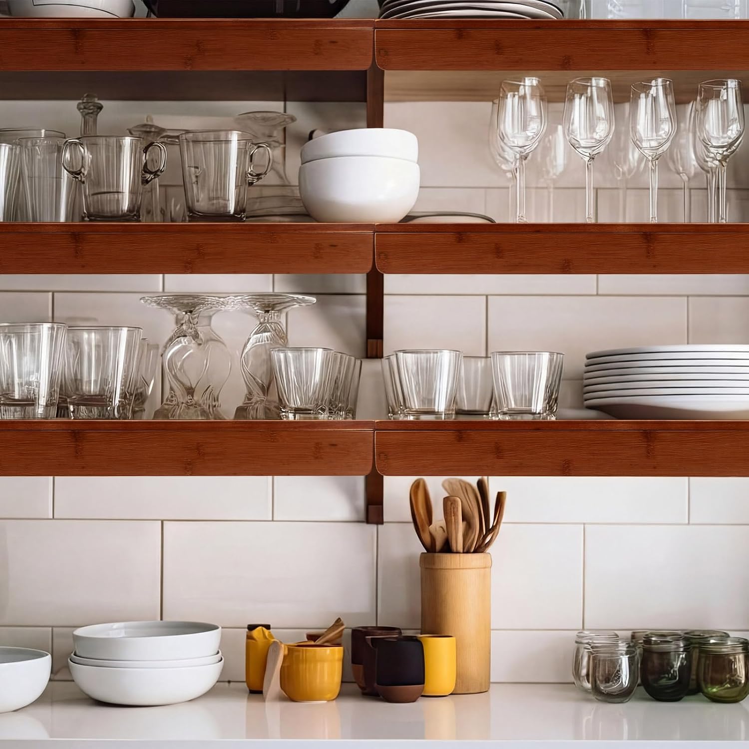 Sintuff 5 Pcs Wire Shelf Covers 30x16 Inch Bamboo Shelf Wire Racks Cover Large Shelves Liner for Pantry Wires Shelving Removable Closet Cabinet Bathroom Kitchen Garage Store Office Decoration Supplies