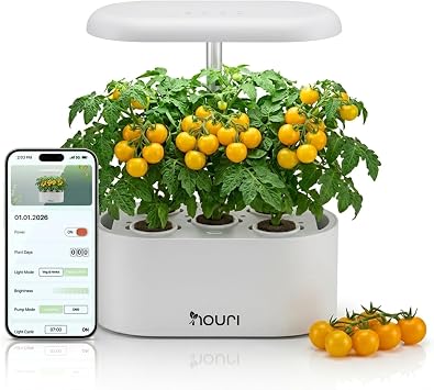 Nouri Hydroponics Growing System, 5 pod APP Smart Indoor Herb Garden Kit with LED Grow Lights, Hydroponic Herb Garden Indoor for Plant Lovers, Gardeners, Kitchen, Lettuce Seeds Included