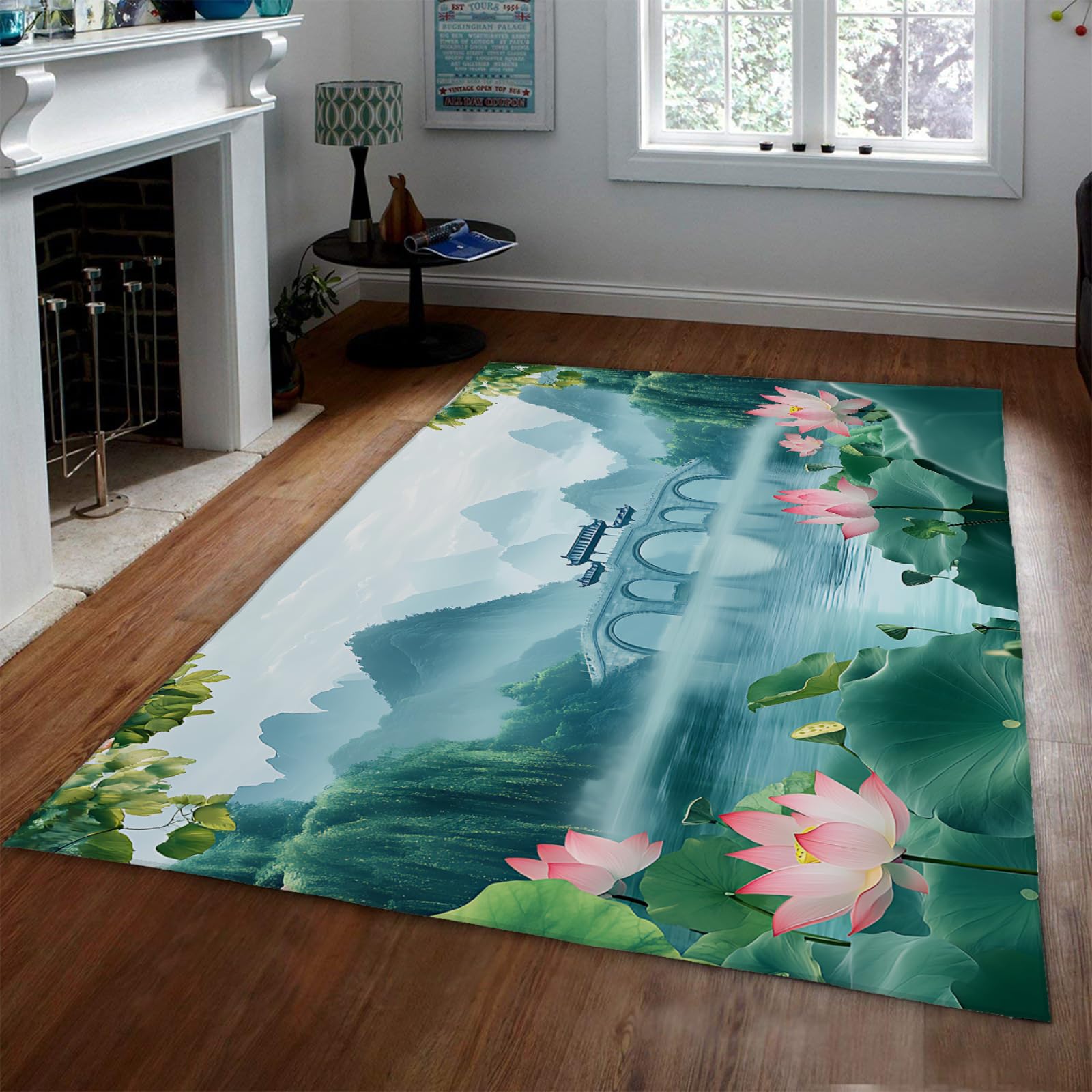 Dywaniki w stylu chińskim w stylu lotosu dywan w stylu orientalnym z antypoślizgowym wzorem do salonu sypialni biura gabinetu zmywalna mata wejściowa 160 x 230 cm