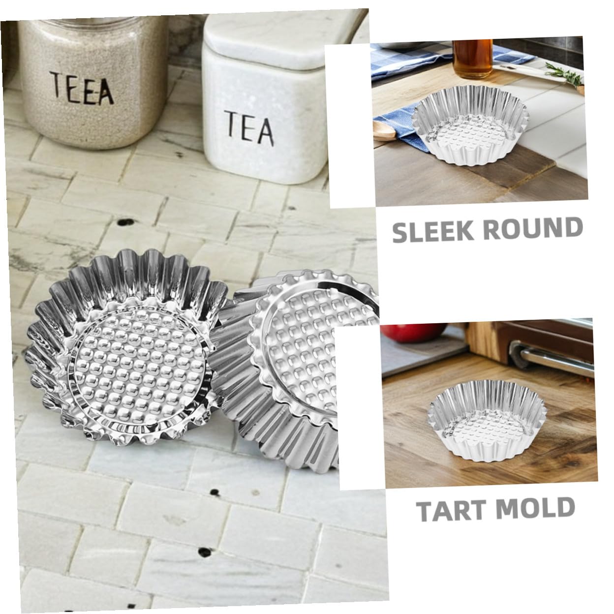 Amosfun Moule à Tartelettes aux Œufs Rond 30 Pièces en Acier Inoxydable