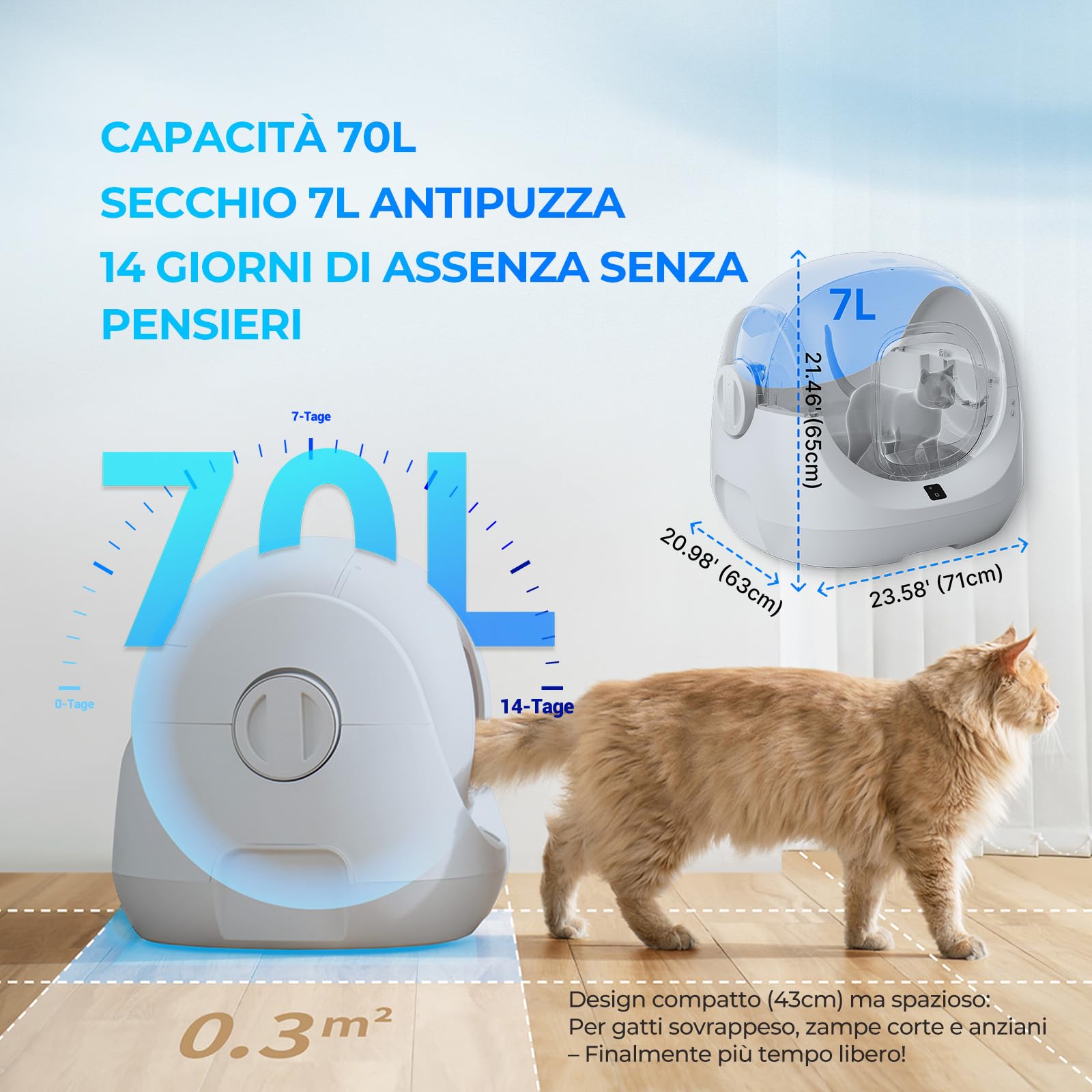 Catlink Baymax-Lite Lettiera autopulente per gatti, controllo della salute del vostro gatto, telecomando APP, anti-blocco, antiodore, 4 modalità di pulizia, adatta per gatti da 1,5 a 10 kg