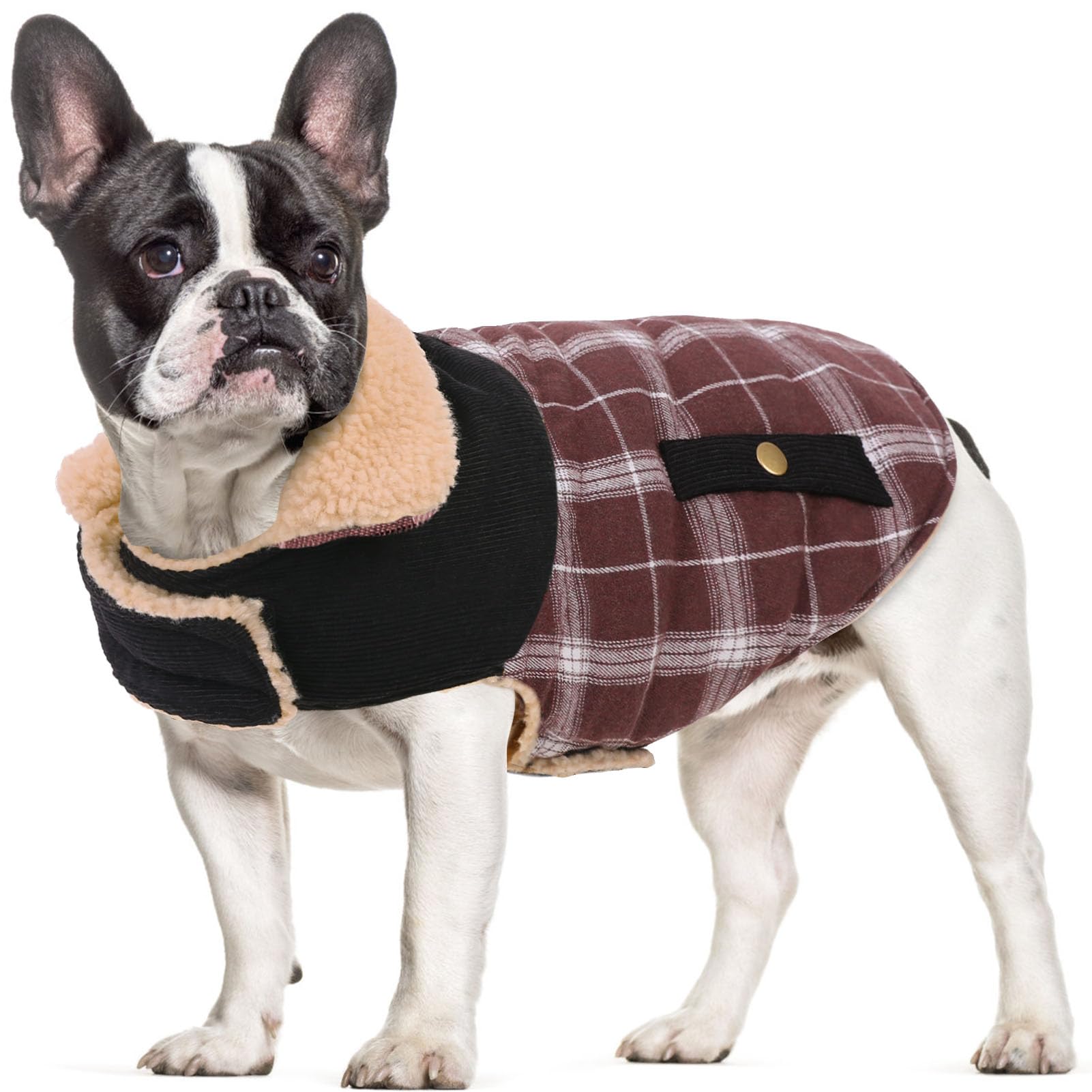 CITÉTOILE Dog Coat Warm Fleece Dog Jacket Brown L