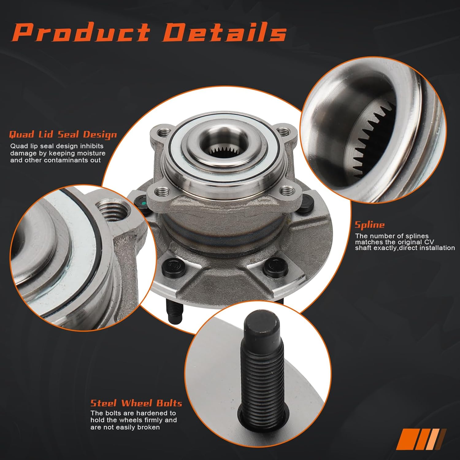 [Pair] DRIVESTAR 512230 Rear Left/Right Wheel Hub & Bearing Assembly for Chevy Equinox 2005, Pontiac Torrent 2006, Saturn Vue 2002 2003 2004 2005 2006 2007; 5 lugs w/o ABS